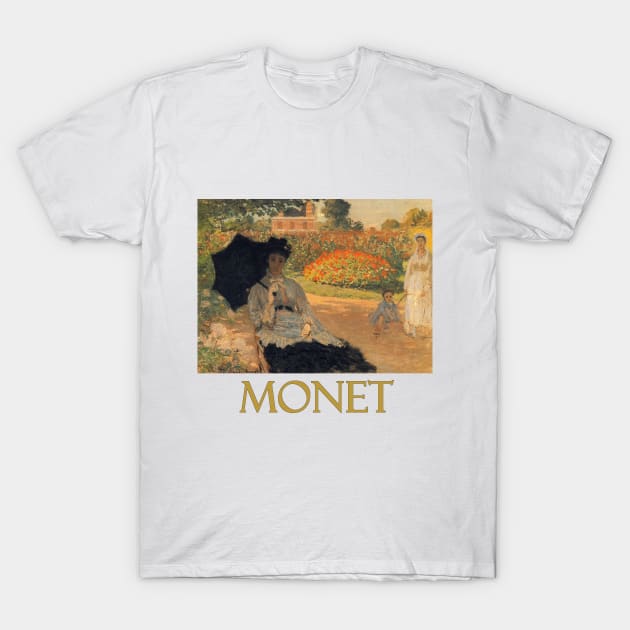 Camille Monet in the Garden (1873) by Claude Monet T-Shirt by Naves